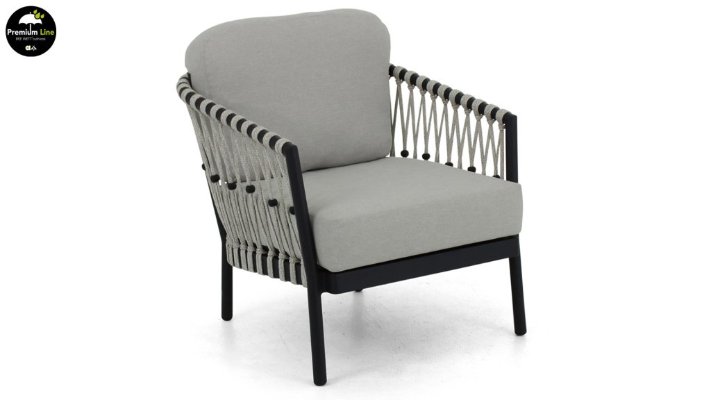 applebee menton loungeset black frame silk rope lounge stoel